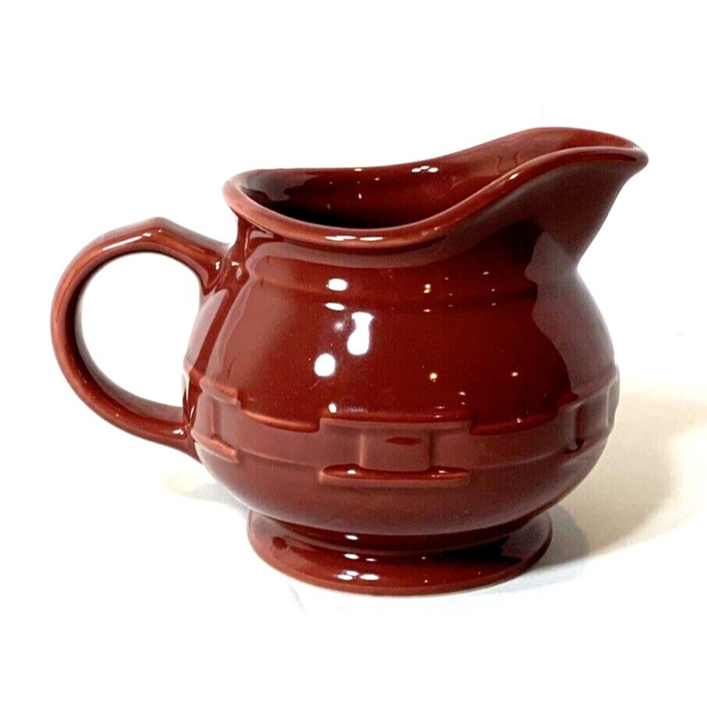 Longaberger Pitcher Paprika Red Woven Traditions Small Syrup Gravy 4.5" USA made